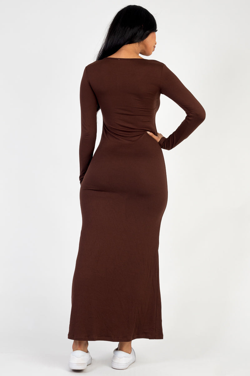 Brown Sleeve Maxi Dress