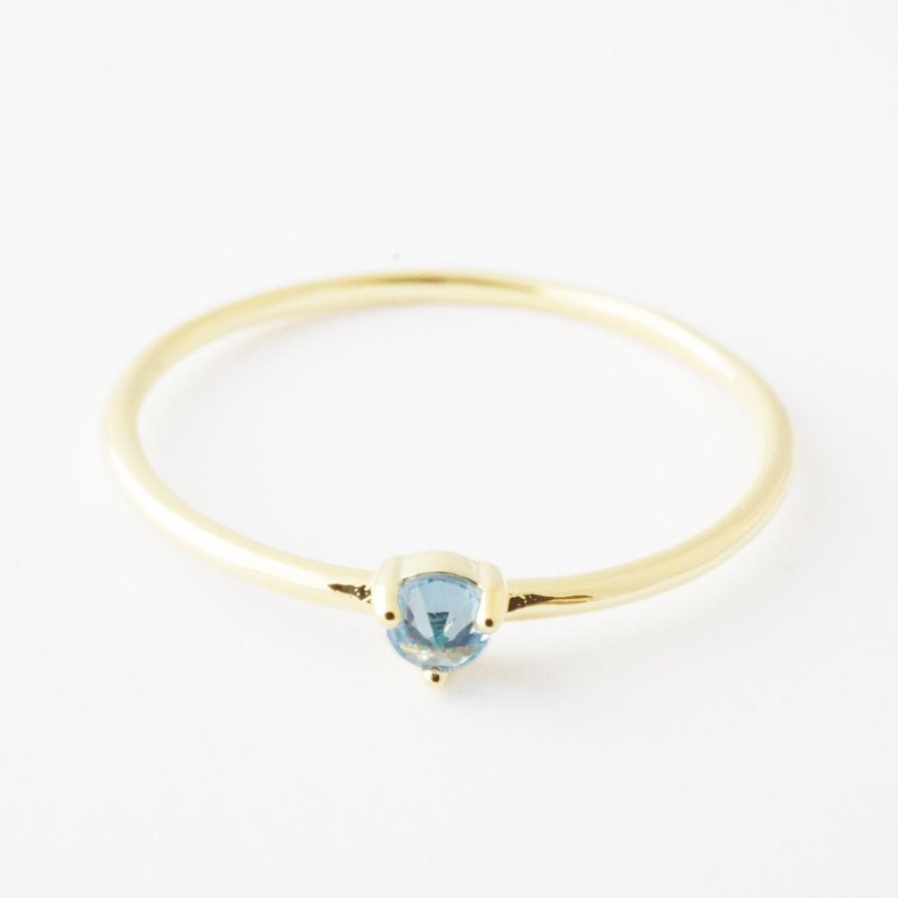 Aquamarine Crystal Point Solitaire Ring