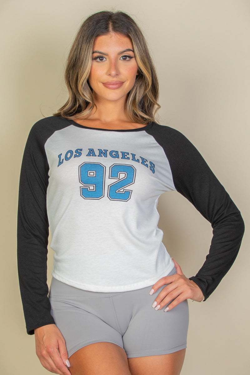 Los Angeles Contrast Long Sleeve Graphic Tee - Luv Lush