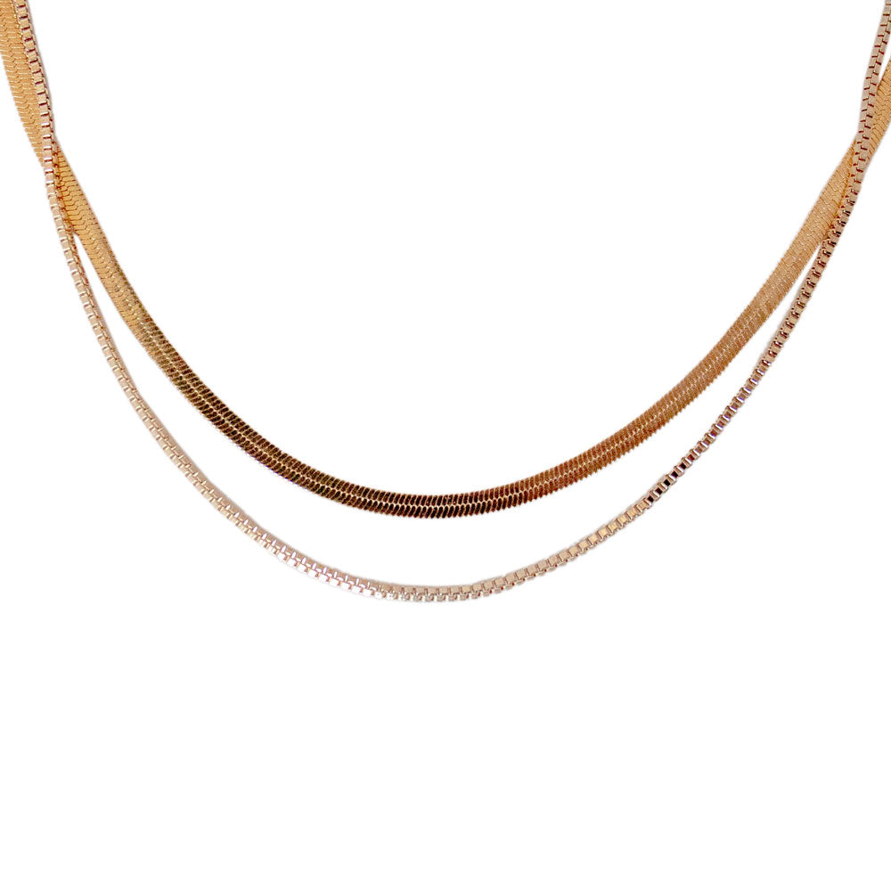 Penelope Layered Herringbone Chain Necklace - Luv Lush