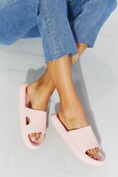 MMShoes Arms Around Me Open Toe Slide in Pink - Luv Lush