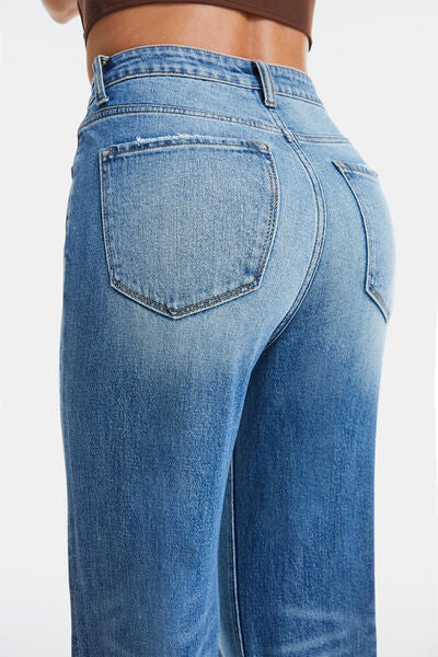 High-Waist Gradient Bootcut Jeans