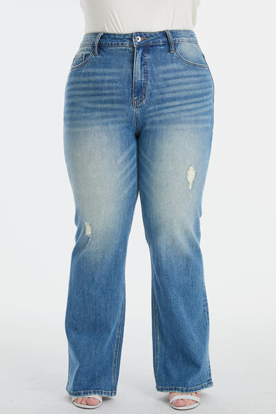 High-Waist Gradient Bootcut Jeans