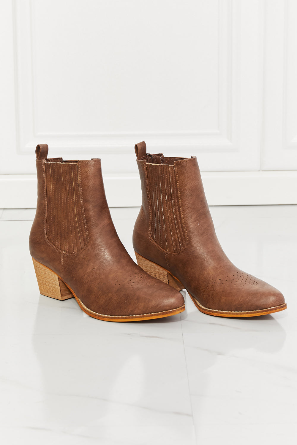 MMShoes Love the Journey Stacked Heel Chelsea Boot in Chestnut - Luv Lush