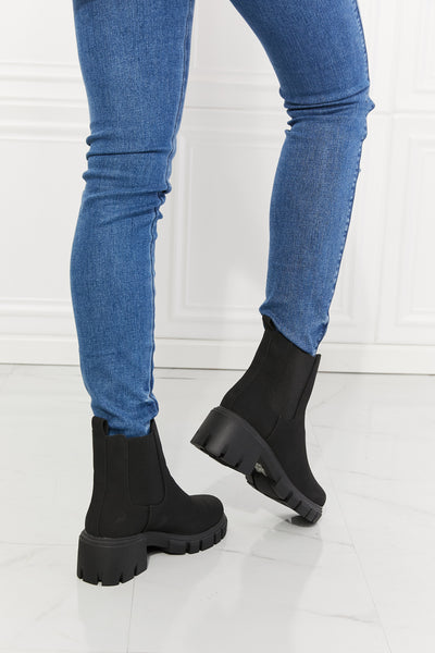 MMShoes Work For It Matte Lug Sole Chelsea Boots in Black - Luv Lush