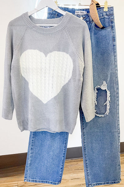Lover Boy Gray Heart Sweater - ETA 1/25 - Luv Lush
