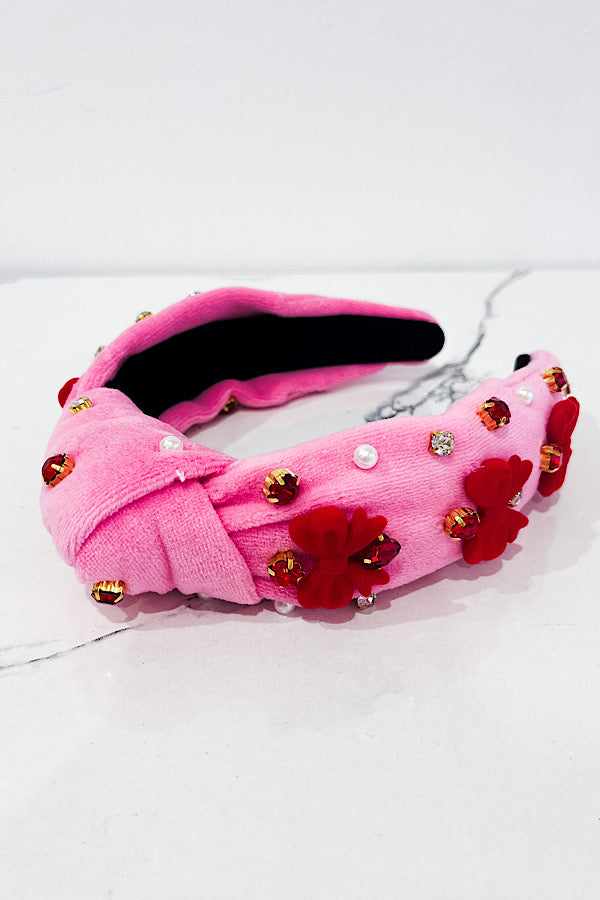 Pink Plush Bow Headband - Luv Lush
