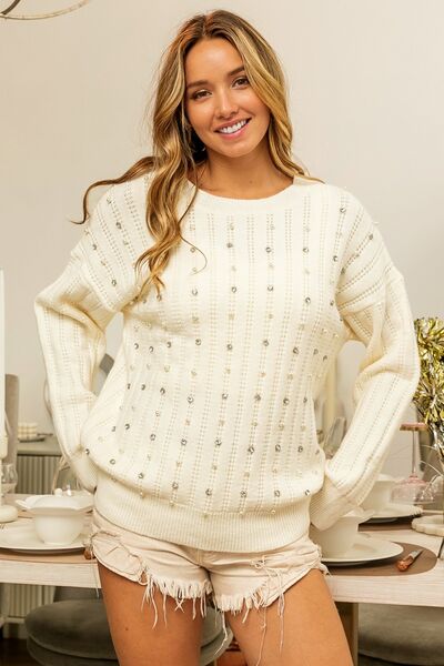 Pearl Embellishment Sweater