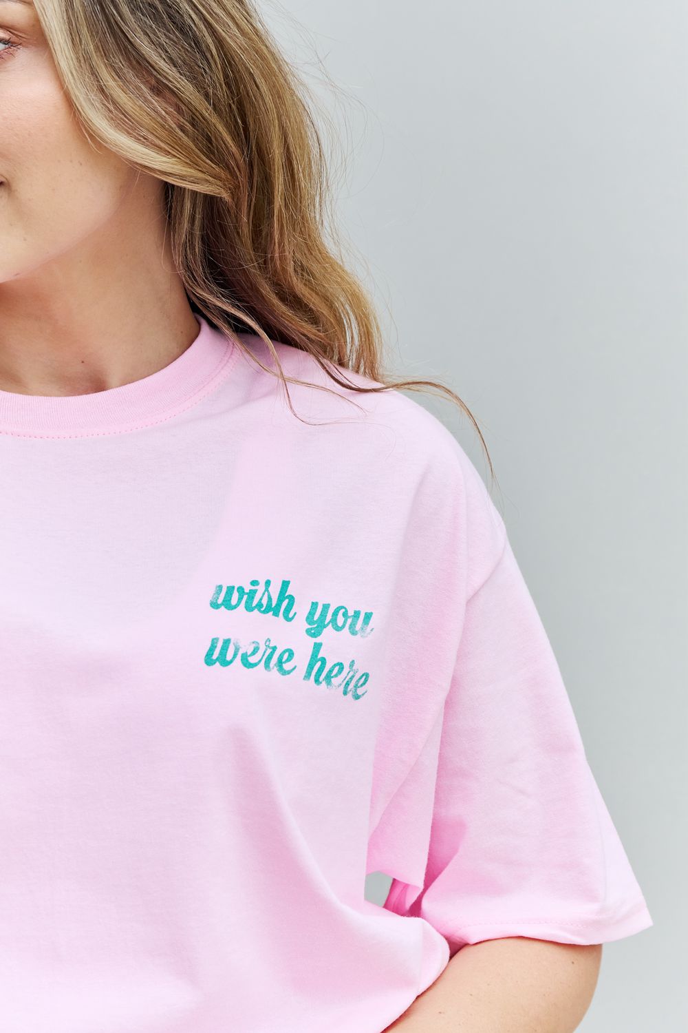 "Wish You Were Here" Oversized Graphic T-Shirt - Luv Lush