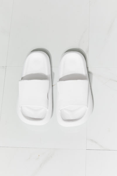 MMShoes Arms Around Me Open Toe Slide in White - Luv Lush