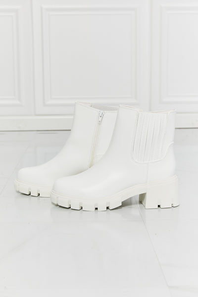MMShoes What It Takes Lug Sole Chelsea Boots in White - Luv Lush